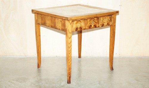 SUPER RARE ANTIQUE LABURNUM OYSTER WOOD MARBLE TOPPED FOOD PREPARATION TABLE - Picture 2 of 23