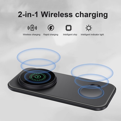 15W 2in1 Fast Wireless Charger Dual Mat Pad For iPhone 16 Pro Max 15 14 13 12 11 - Picture 7 of 22