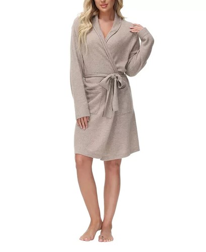 Ink + Ivy Women's Cashmere Robe Tan Heather Size Medium M New with Tags - Picture 2 of 6