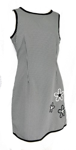 Mod Vintage 90er Byer Calif Größe 7 Gingham Daisy bestickt ärmellos kurzes Kleid S - Bild 2 von 5