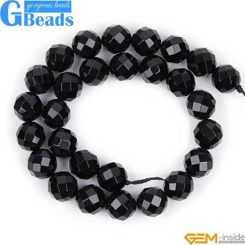Black Agate Beads Onyx Natural Gemstone Faceted Round Spacer Beads 15" 6mm 8mm - Picture 17 of 61