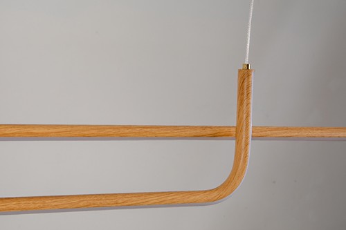 2-Light LED Linear Chandelier Yellow Wood Pendant Dimmable Light for Dining - Picture 5 of 5