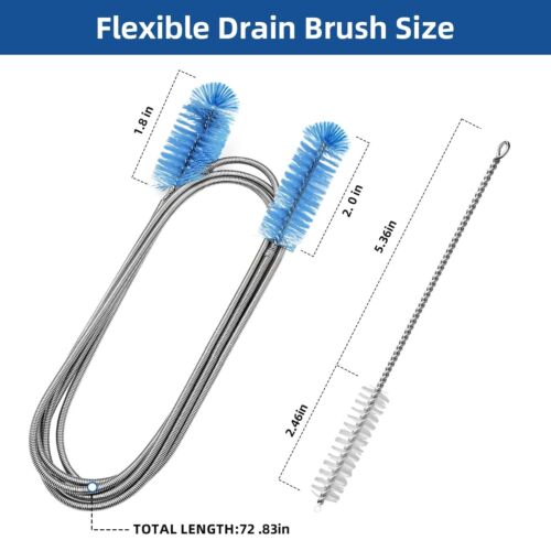 Flexible Drain Brush, 73 Inch Long Double Ended Hose Pipe Cleaners and 4 Pack... - Picture 7 of 7