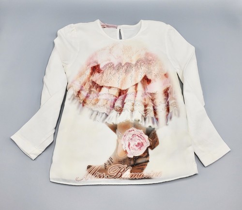 Blumarine Girls’ Fashion Rhinestone Cotton Blend White Top Sz 4 Yrs Gently Worn - Picture 5 of 11