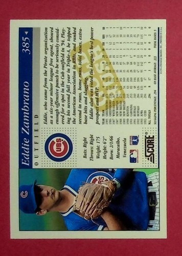 1994 Score Gold Rush Baseball Card #385 Eduardo Zambrano - Picture 2 of 2