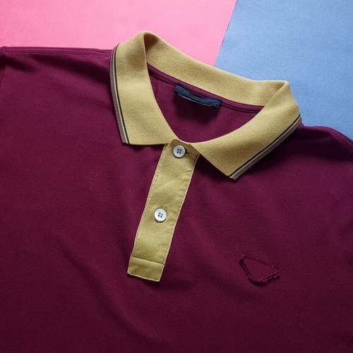 Prada Milano Polo T-Shirt Maroon/Yellow ACU1 2016 1692 SIZE: Small  - Picture 3 of 10