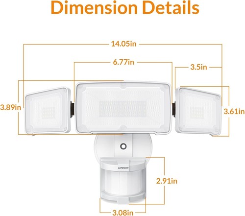 LEPOWER LED Security Lights Motion Sensor Light Outdoor White - Picture 7 of 7