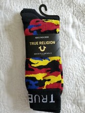 NEW TRUE RELIGION 2 Pair Pack CAMOUFLAGE Crew Socks Men's Shoe Size 6-12 