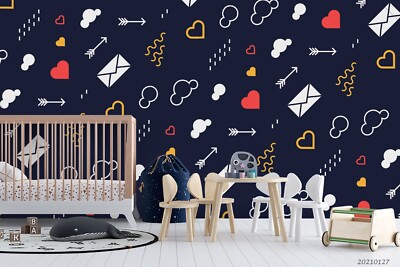 3D Heart Envelope Arrow Pattern Wallpaper Wall Murals Removable Wallpaper