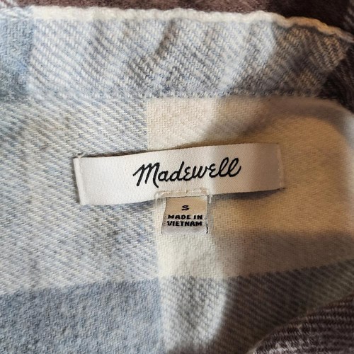 Madewell Men's Blue and Brown Plaid Checkered Flannel Shirt Size Small - Picture 3 of 6