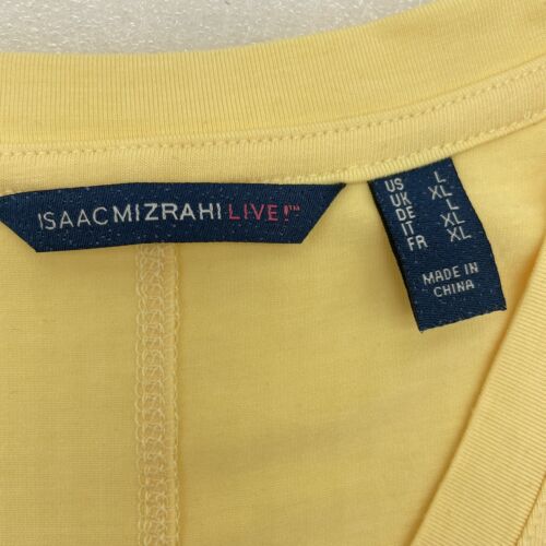 L Isaac Mizrahi Live! TRUE DENIM V Neck Pocket Knit Top Shirt Yellow Size LARGE - Picture 6 of 10