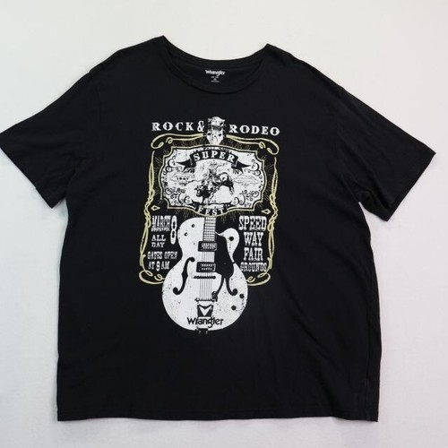 Camisa Wrangler Para Hombres 2XL Negra Guitarra Rock y Rodeo Manga Corta Música - Imagen 2 de 6