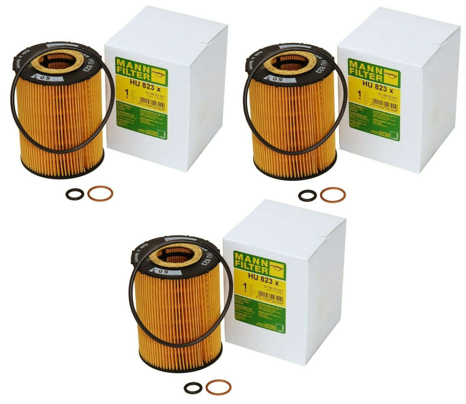 NEW Set of 3 Oil Filters Mann for BMW E60 E63 E64 E65 E66 X5 Rolls-Royce Phantom