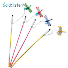 4Colors Funny Dragonfly Cat Stick Rod Toy Colourful Pet Cat Teaser toy Cats Wan