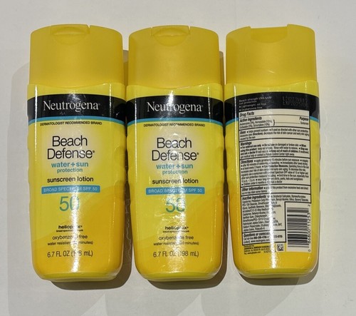 Neutrogena Beach Defense Water + Sun Protection Sunscreen Lotion SPF 50 - 3 Pack - Picture 2 of 2
