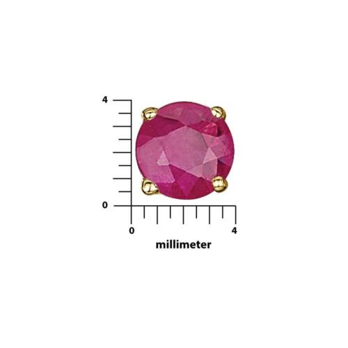 9ct Oro Giallo Orecchini Piedini Set Rotondo Rubino a Lobo 4mm - Foto 3 di 4