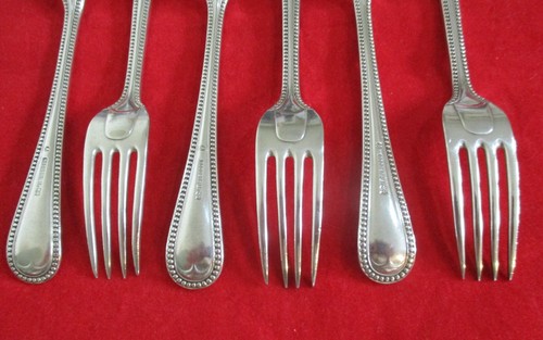 6 Joseph Rodgers Silver Plated Bead Pattern Cake / Pastry Forks 14.5cm - Picture 7 of 10