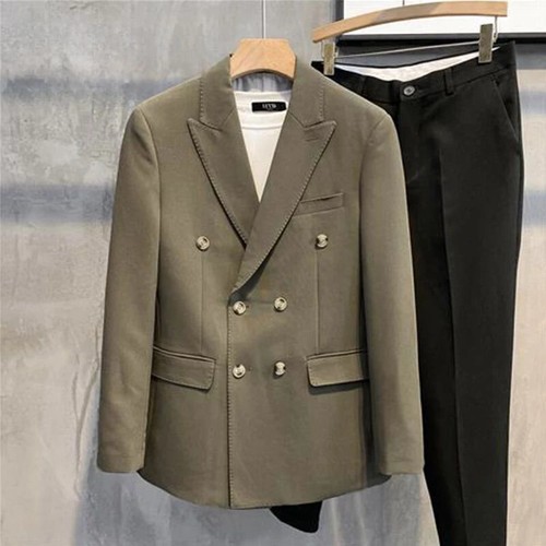 Male Party Double Breasted Business Men's Suit Jackets Blazer Dress Luxury Coat - Picture 14 of 22