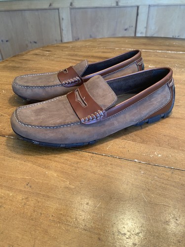 Mocasines de conducción G H Bass marrón nobuck Penny borde tostado 12 M - Imagen 2 de 11