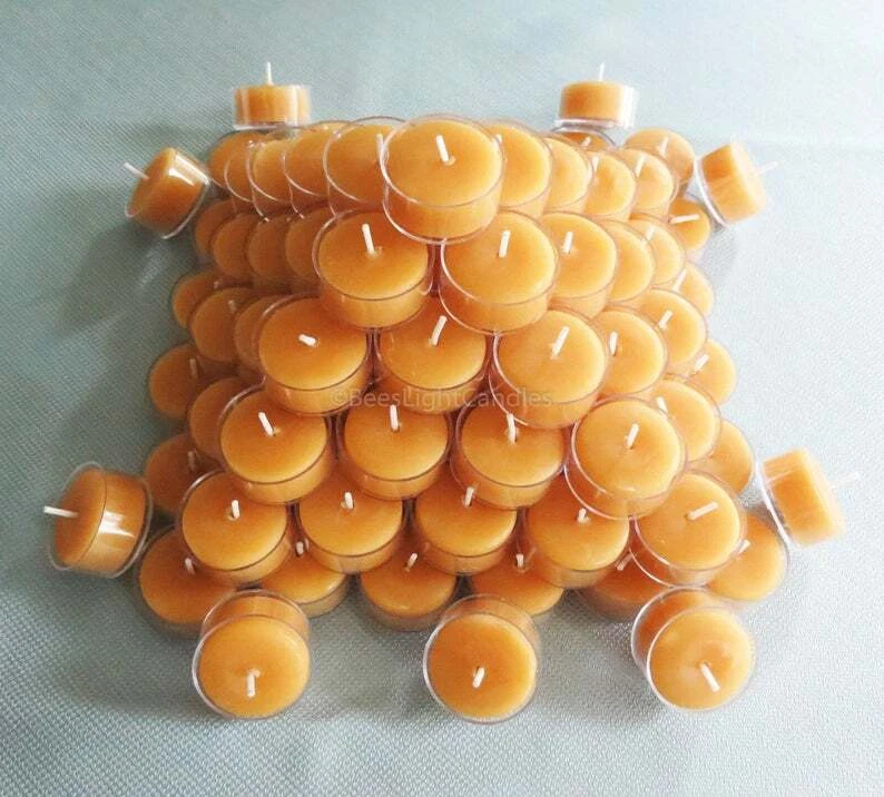 🐝 100 Beeswax Tealights BULK 100% Pure Natural Candles / USA Honey Tea Lights - Image 4 of 4