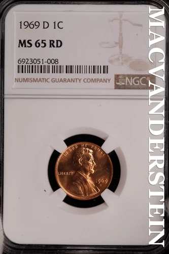 1969-D Lincoln Memorial Cent - NGC MS 65 RD - Choice Gem Brilliant Unc  #SLG318