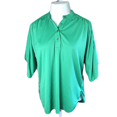 #ad Fingerhut Fashion Vintage Cute Blouse Top Sz 14 Short Sleeve Green $10.49