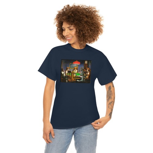 DOGS PLAYING POKER PLAYING CARDS PAINTING UNISEX HEAVY COTTON TEE T-SHIRT - Picture 49 of 64