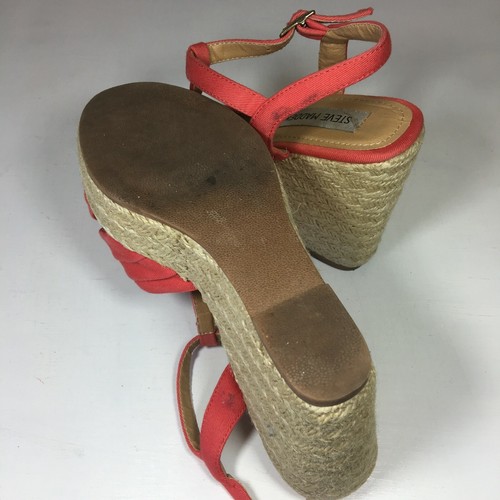 Steve Madden Radley Open Toe Espadrille Wedge Sandals Size 7.5 Coral - Picture 5 of 6