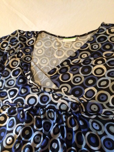 TESSUTO Dress~Geometric Design~2XL~Y2K~Side Tie~Blue/Gray/Black~Satiny~EXC! - Picture 8 of 9