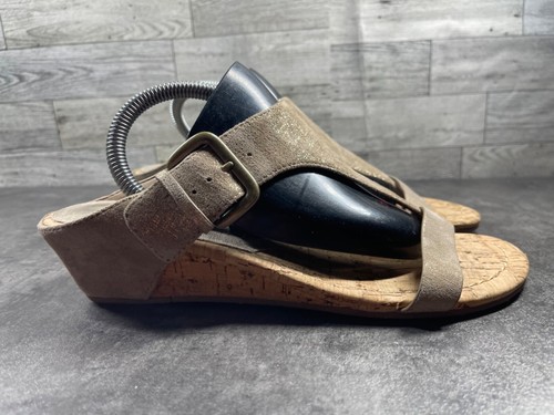 Donald J. Pliner Sandals Slides Women 8.5M Dylan Shoes Brown  Straps Thong Cork - Picture 3 of 21