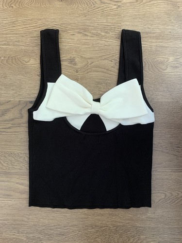 MAEVE ANTHROPOLOGIE Back Bow Black Stretch Knit Sweater Tank Top MEDIUM NEW RARE - Picture 16 of 16
