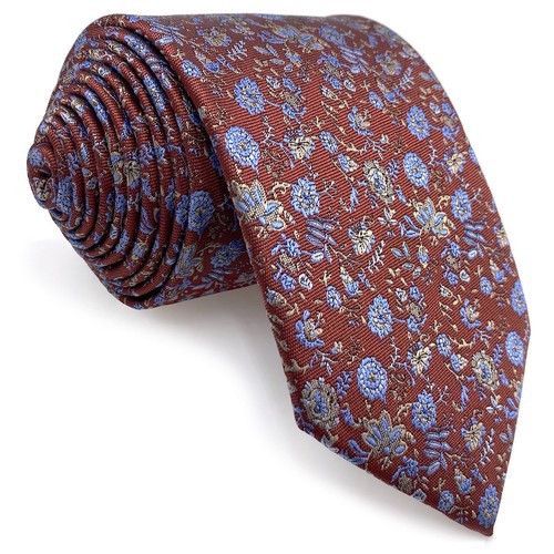 S&W SHLAX&WING Herren Krawatte Rot Medium Vermillion Blau Blumen Krawatte Set für Party - Bild 11 von 14