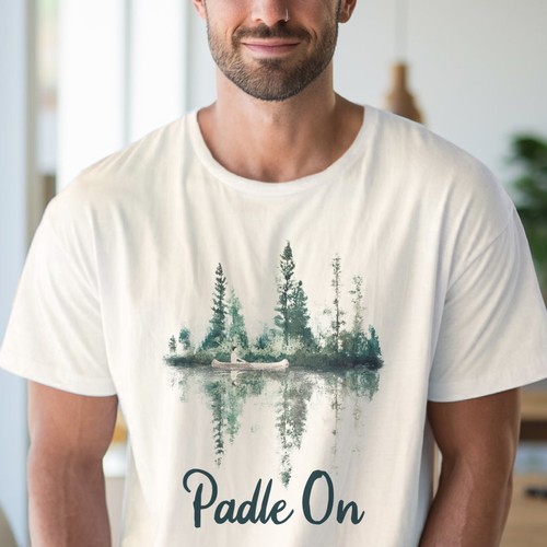 Paddle On Canoe Lake Trees Shirt Nature Tee Outdoors Apparel - Picture 4 of 6