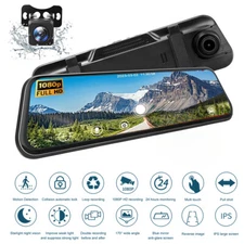 10in 1080P Dual Dash Cam Car DVR Rear View Mirror Camera Video Recorder G-sensor