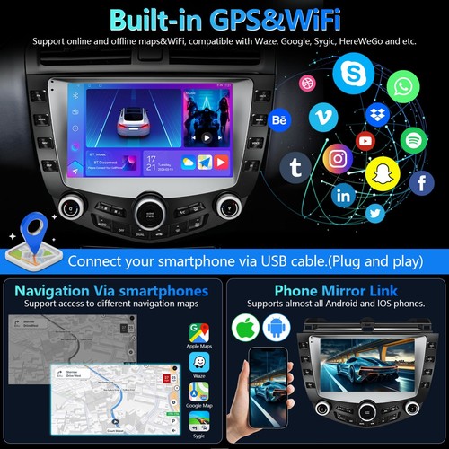 For Honda Accord 2003-2007 Apple CarPlay Android 13 Car Stereo Radio GPS WIFI FM - Picture 17 of 18
