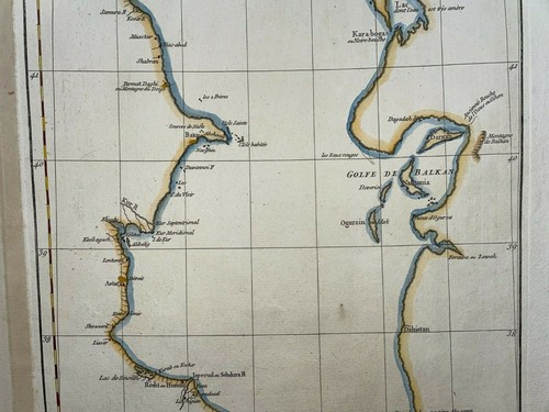 MAR DEL CASPICO 1783 di D'ANVILLE GRANDE ANTICA MAPPA INCISA 18e SECOLO - Foto 4 di 7