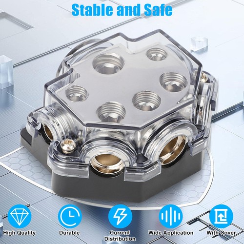 2X 5Way Car Audio Amp Power Ground Distribution Block 0 Gauge In 2/4/8 Gauge Out - Picture 5 of 9