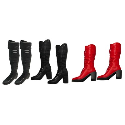 1/6 Schwarz Low Heel Leder Hohe Stiefel Schuhe für 12 '' Hot Toys Phicen 1/6 Schwarz Low Heel Leder Hohe Stiefel Schuhe für 12 '' Hot Toys Phicen