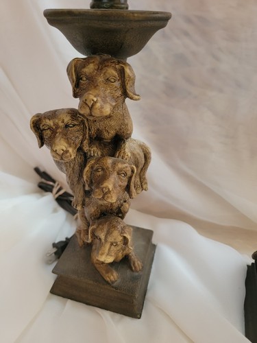 SET OF 2 Dog Figure Table Lamps Labrador ? Light Rustic Nature Style 23" Ht - Picture 5 of 10