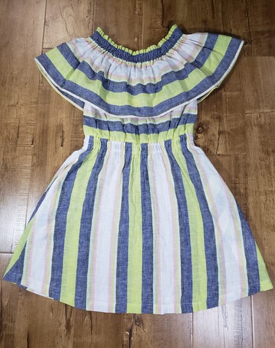 ANN TAYLOR LOFT BEACH Dress Women S Blue White Striped Off Shoulder Cover Up NEW - Picture 10 of 12