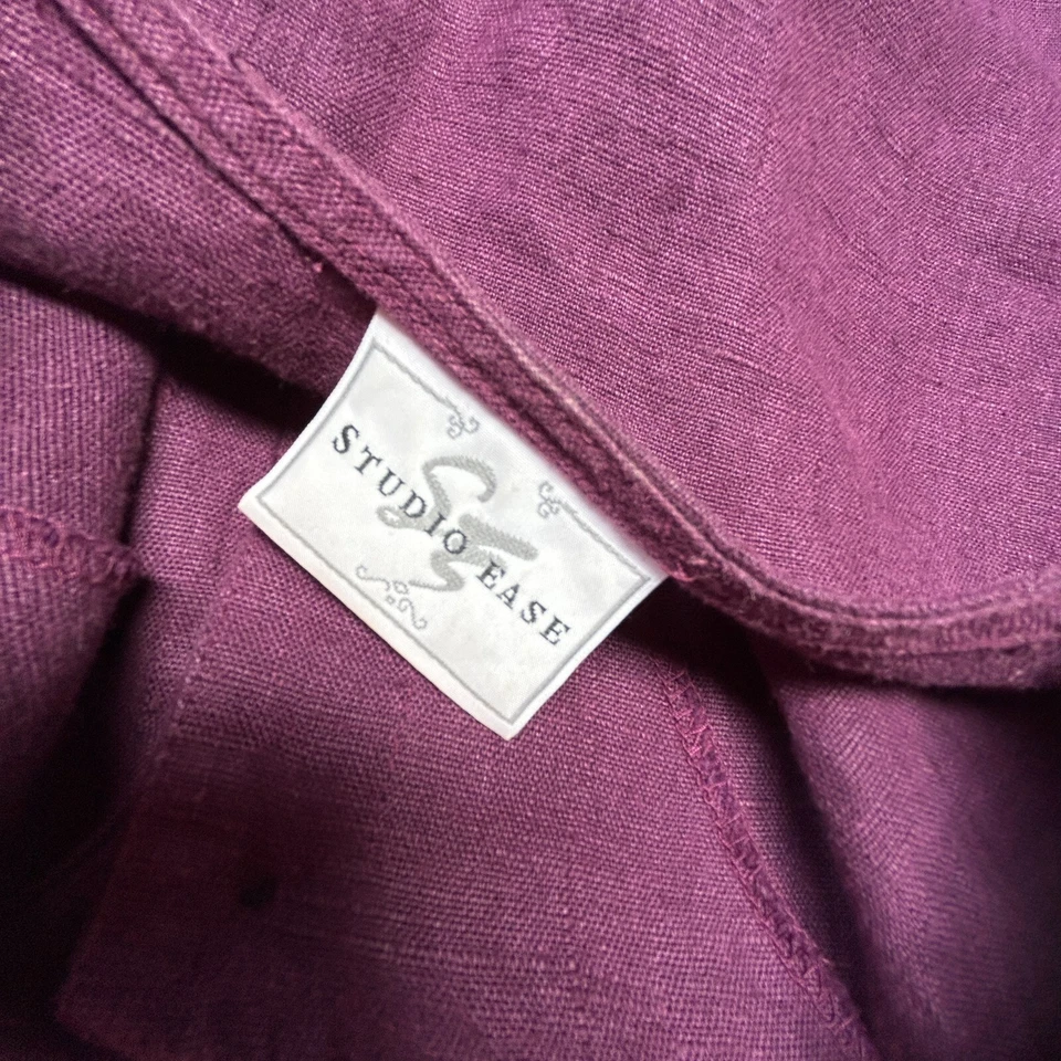 Chaqueta de lino Studio Ease vintage para mujer con diseños estampados morados hecha en EE. UU. Foto 3 de 4