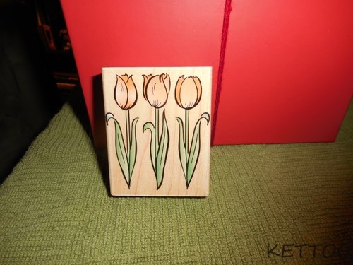 Neu 2001 HERO ARTS Holzstempel DREI ROSA TULPEN TRIO SCRAPBOOKING - Bild 1 von 2