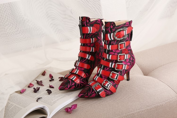 Para Mujer Tacones de aguja bordado de cuero cuero de con hebilla botas al Tobillo Zapatos Cremallera Puntera Puntiaguda de806d Para Mujer Tacones de aguja bordado de cuero cuero de con hebilla botas al Tobillo Zapatos Cremallera Puntera Puntiaguda de806d