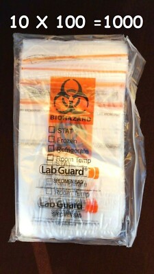 Medegen 4914 TearZone Biohazard Lab Guard Specimen Bag 6 x 9 ~ Case of ...