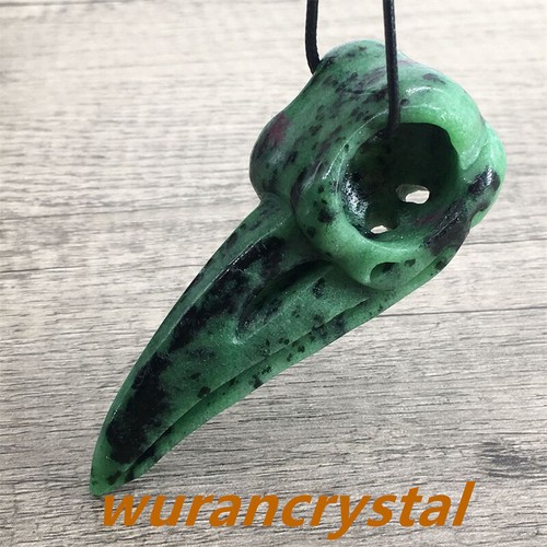 Colgante Calavera Cuervo Cuervo Cristal Cuarzo Zoisita Natural 3" Decoración - Imagen 4 de 12