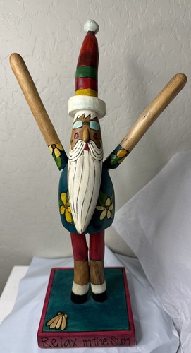 Sticks: X-Small Santa Sculpture Hawaiian Tropical Wooden 17.5" 99FD4 Primitive