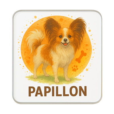 Papillon Hund Kühlschrankmagnet - 6x6cm Acryl Geschenk für Hundeliebhaber