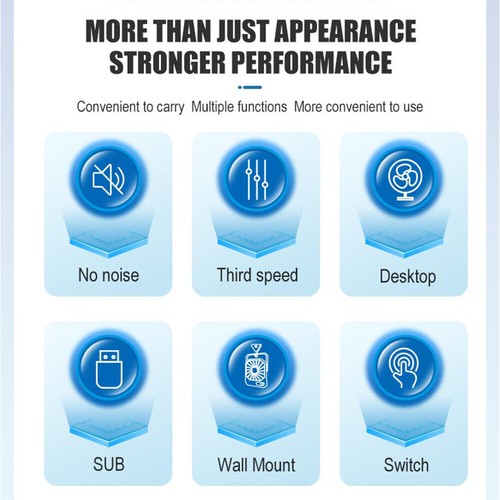 3 Speed Portable USB Rechargeable Desktop Fan Office Silent Digital Display Fan - Picture 8 of 19