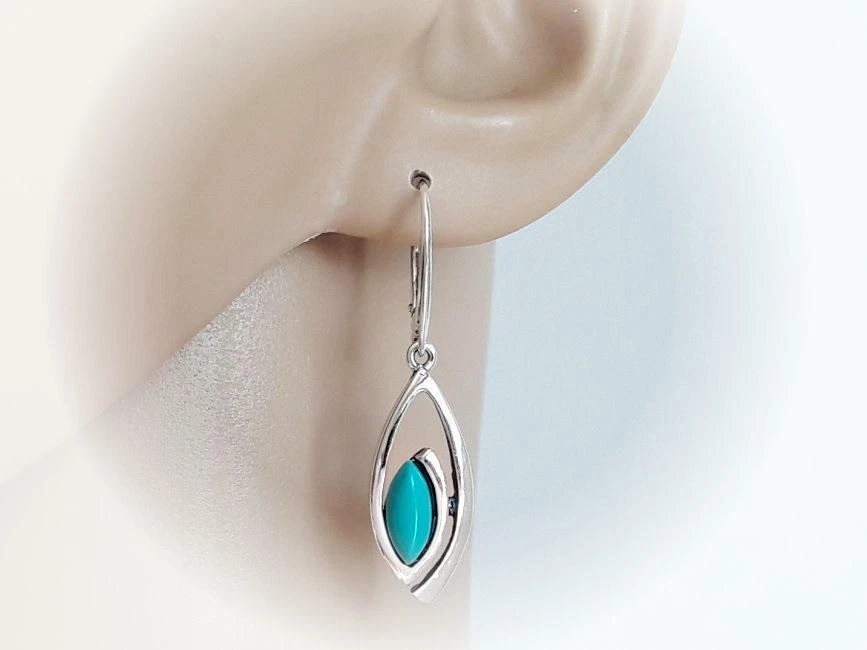 Ohrhänger Silber 925 Türkis Ohrringe Hänger echt  Sterlinhsilber Damen gz290 - Bild 2 von 4