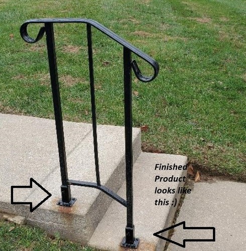 2 Rail REPAIR 3 3/4"leg base No Weld 1" broken POSTS slip in it bolts covers PP - Picture 10 of 13